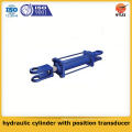 Quality assured piston type hydraulic cylinder with position transducer